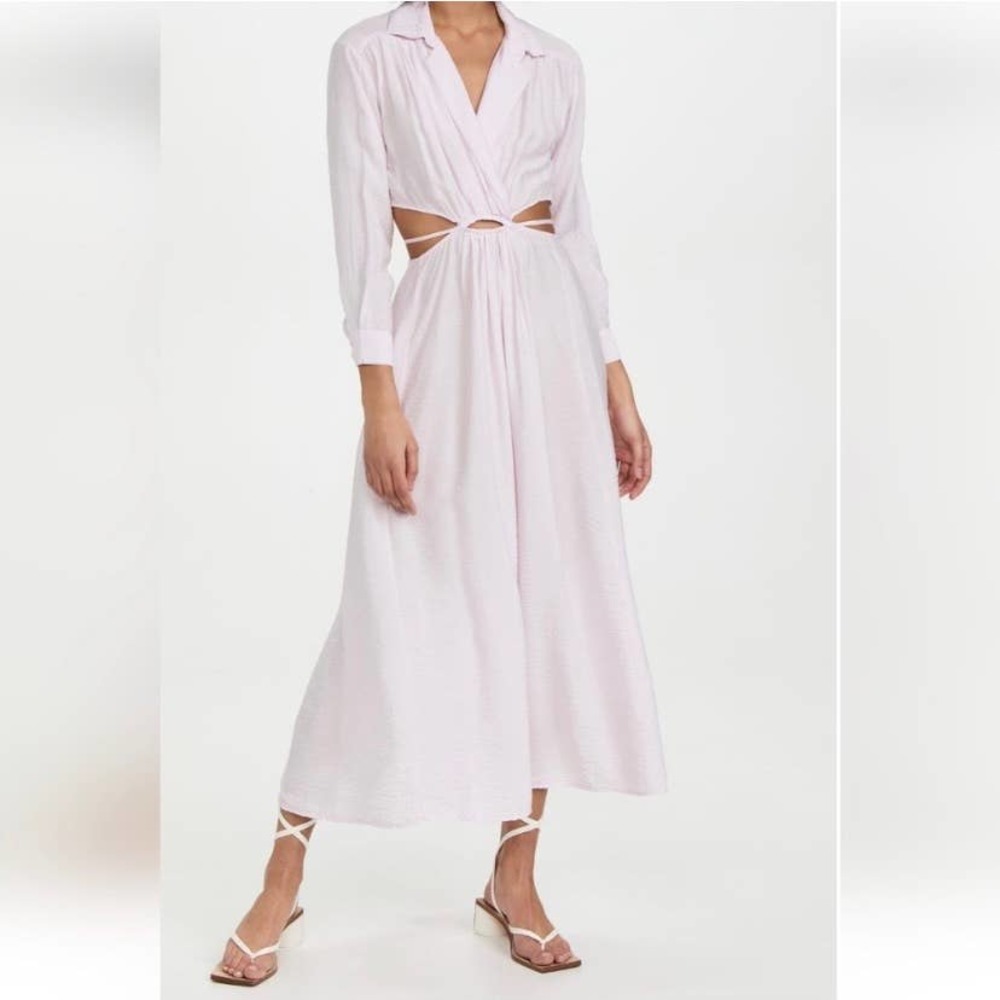 YFB Sleeveless collard lightweight pink long flowy dress small 0012